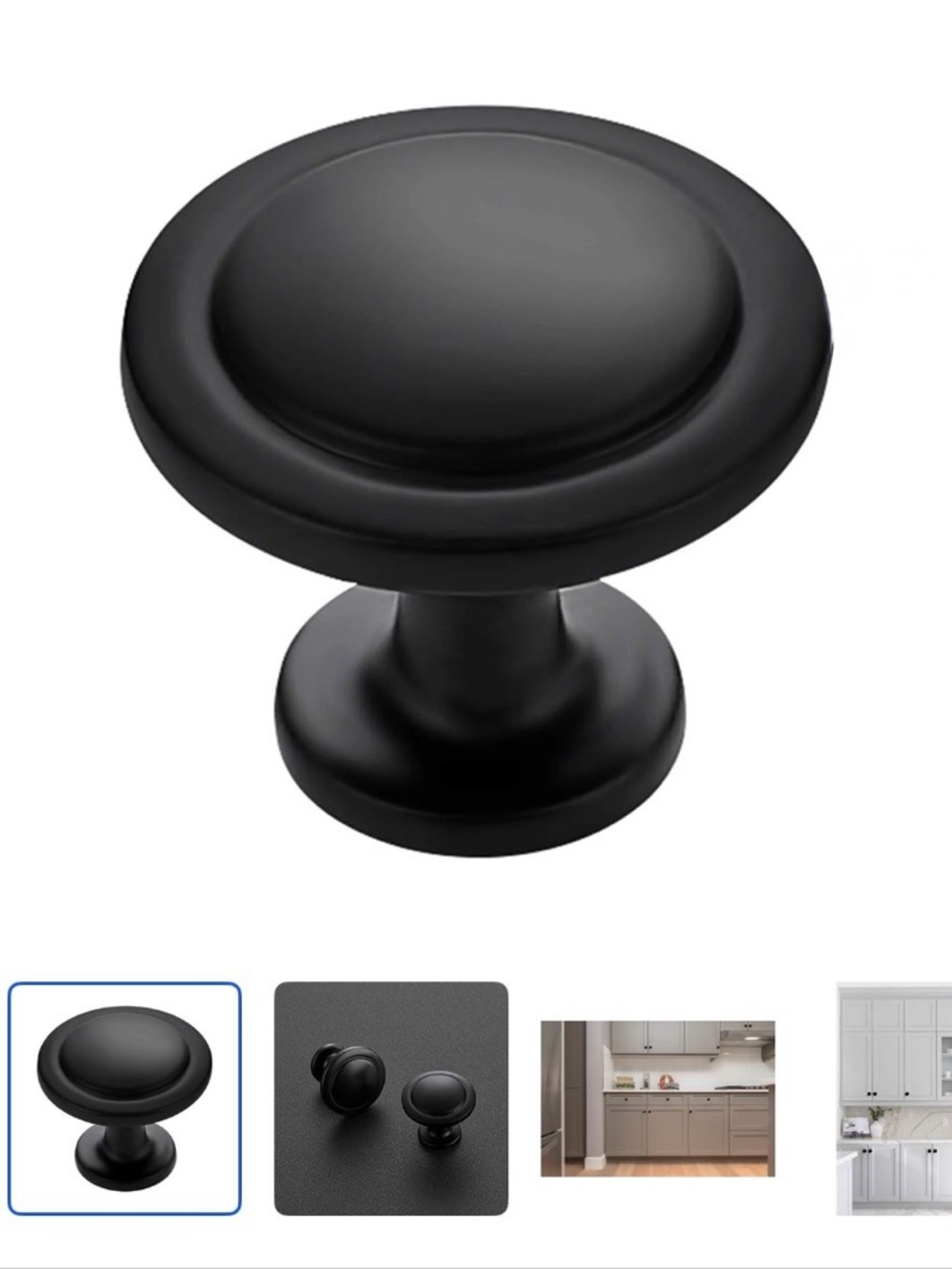 Matte Black Round Cabinet Knob - Classic Home Hardware 5 pack 1 1/2”x1”
